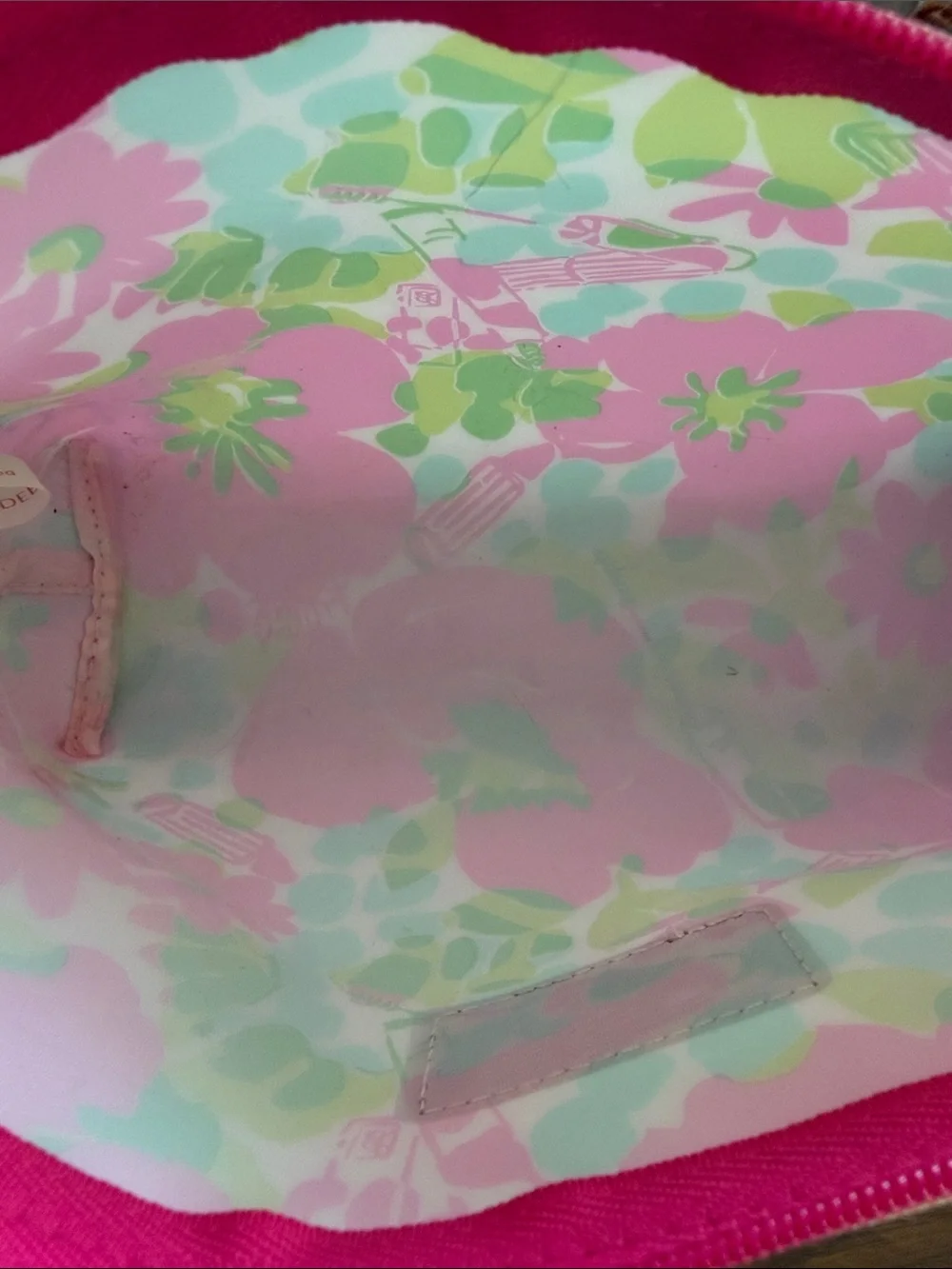 Lilly Pulitzer Hot Pink Floral Zip Cosmetic Pouch